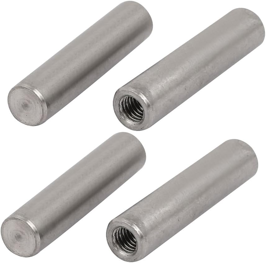 304 Stainless Steel M5 Female Thread 8mm x 35mm Cylindrical Dowel Pin 4pcs