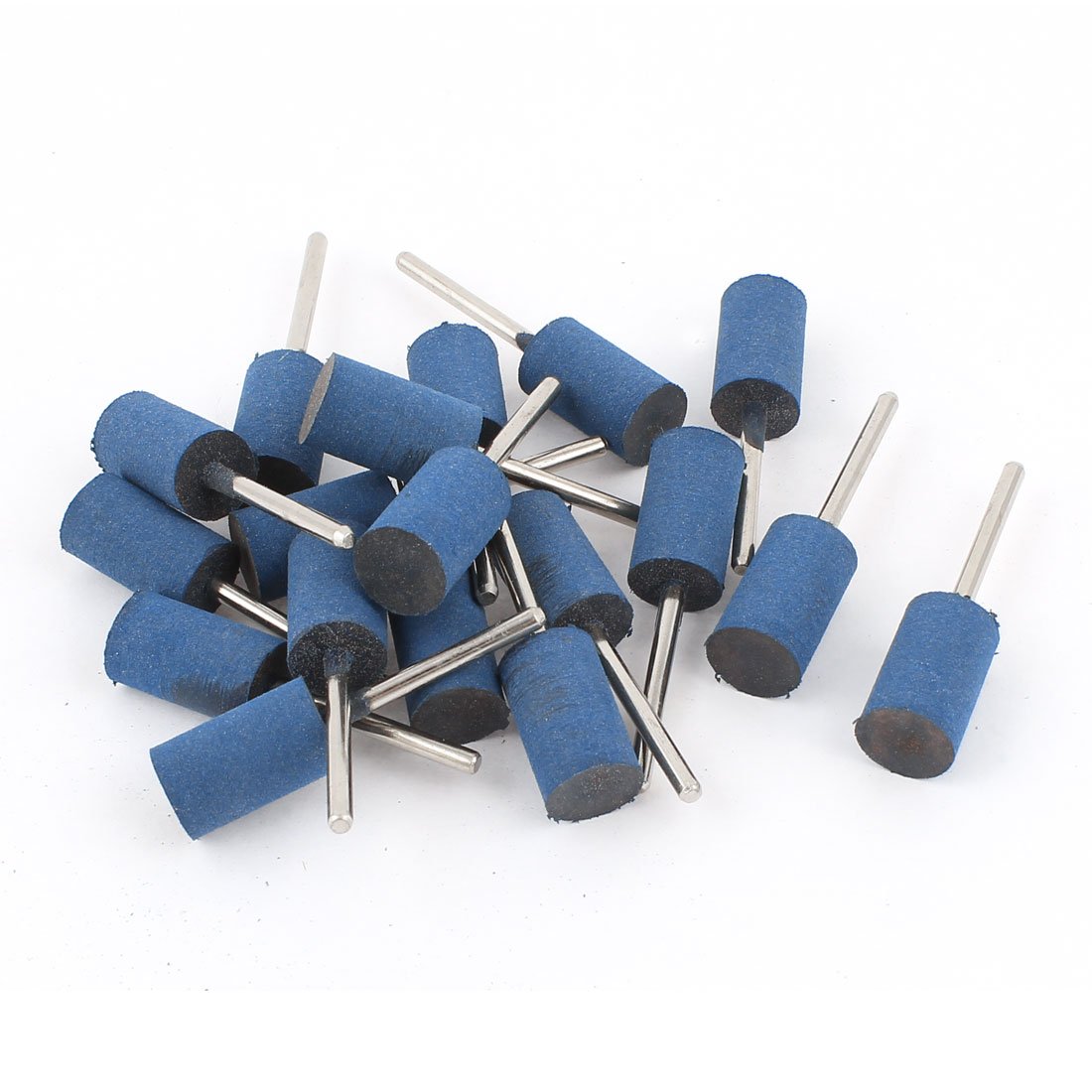 3mm Shank 12mm Cylinder Head Blue Rubber Polishing Mounted Point 18Pcs
