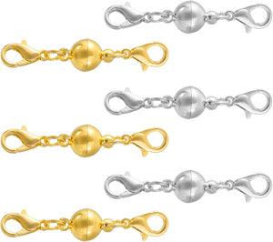 6Pcs Jewelry Clasps, 40mm Ball Clasps Locking Closures with Lobster Clasps for Bracelet Necklace DIY Making Wedding Jewelry Accessories (Silver, Gold)