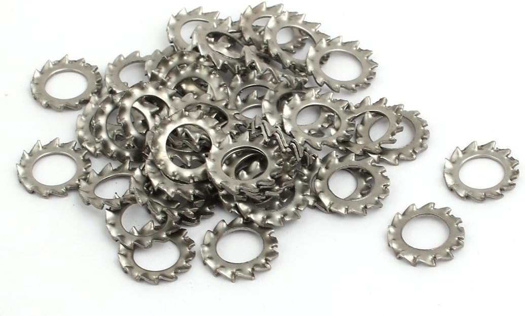 6mm Inner Dia 304 Stainless Steel External Serrated Lock Washers Gasket 50pcs