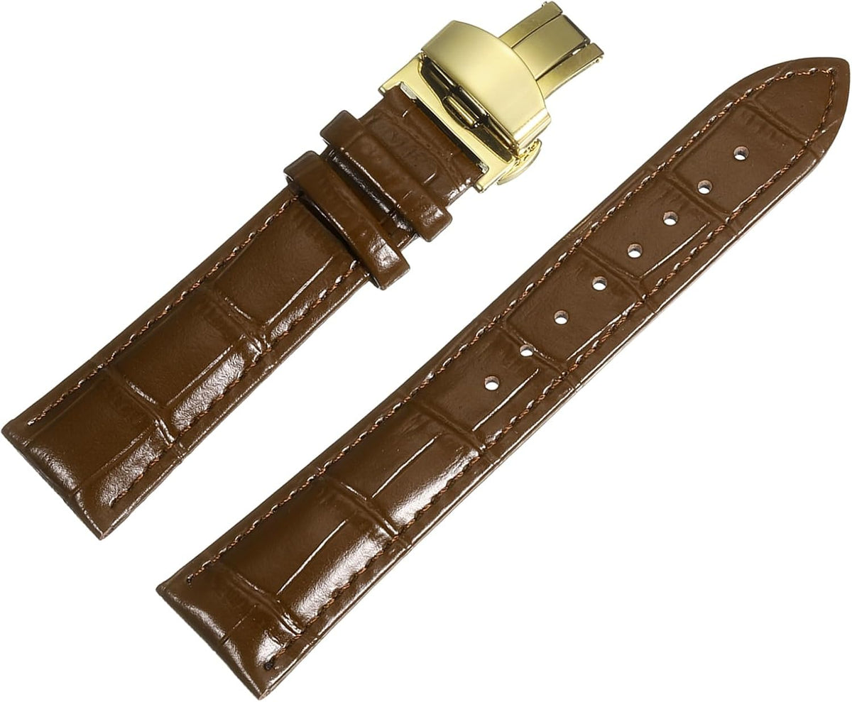 Multiple Sizes Leather Watch Band Quick Release Deployment Buckle Cowhide Watch Strap for Men and Women