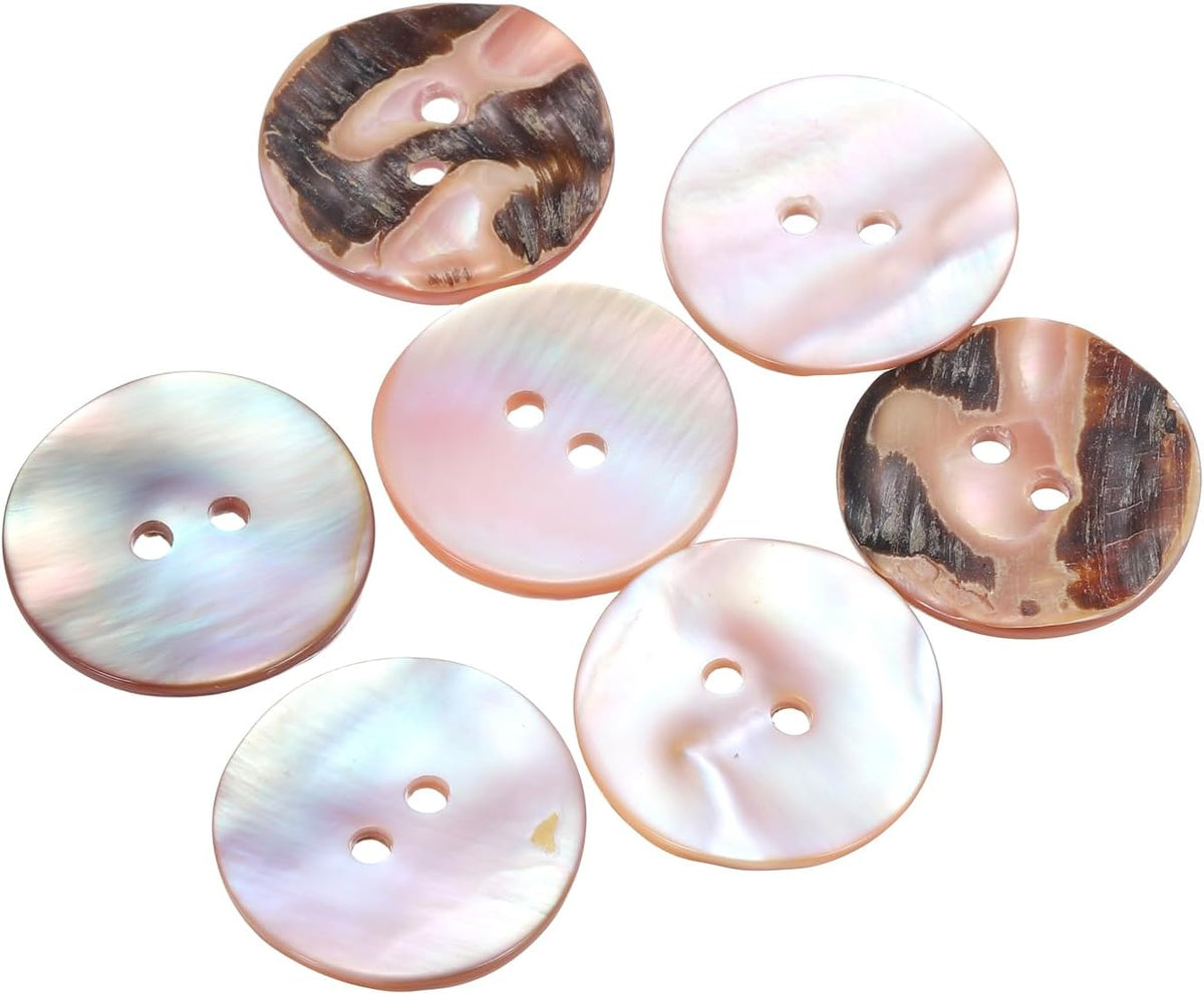 7Pcs Natural Pearl Shell Button, 23mm 2 Hole Mother of Sewing Button for Shirt Clothes Coats Suits Jacket Jeans Skirts Sewing Craft DIY Decoration, Purple