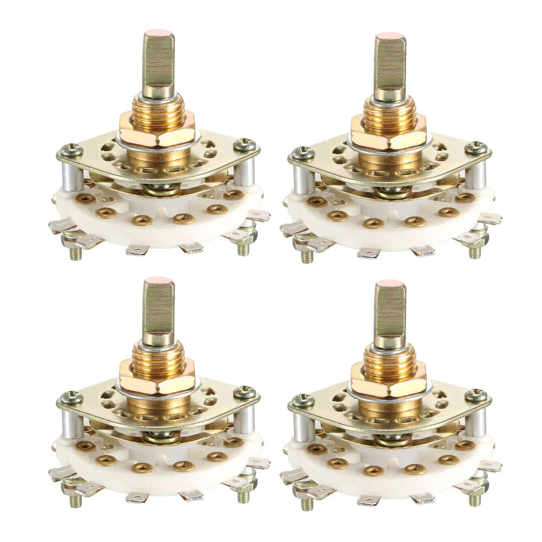 12Pin 2P5T 2 Pole 5 Position Selectable Single Deck Band Selector Rotary Switch 4Pcs