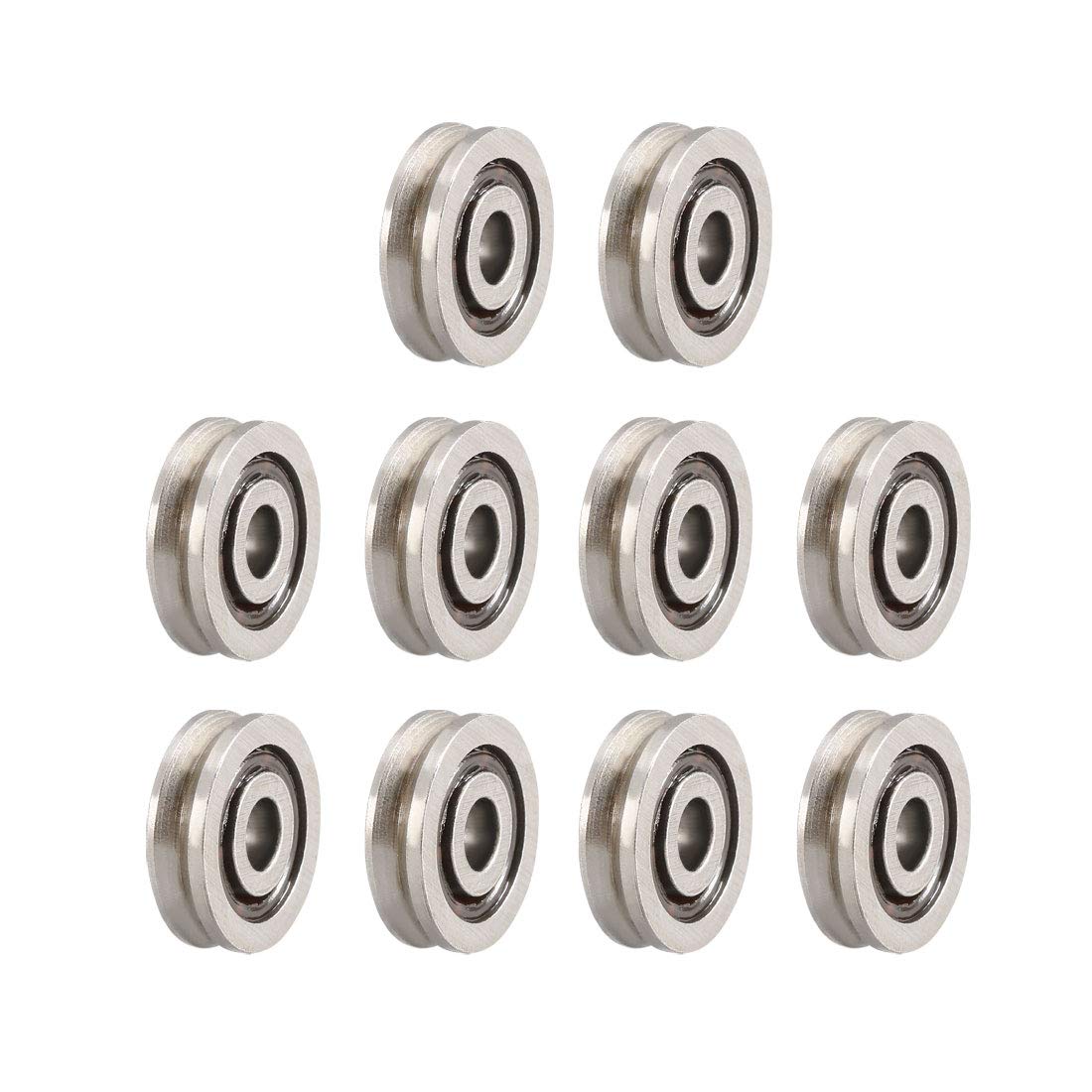 V623 V-Groove Guide Pulley Rail Ball Bearings 3mmx10mmx3mm Carbon Steel Miniature Bearings 10pcs