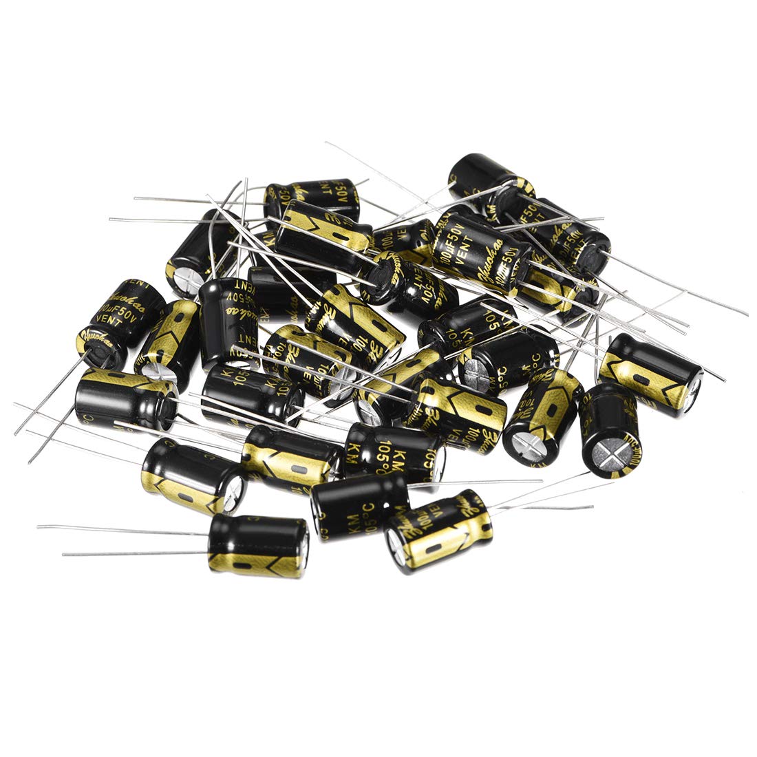 Aluminum Radial Electrolytic Capacitor with 100uF 50V 105 Celsius Life 2000H 8 x 12 mm Black 30pcs