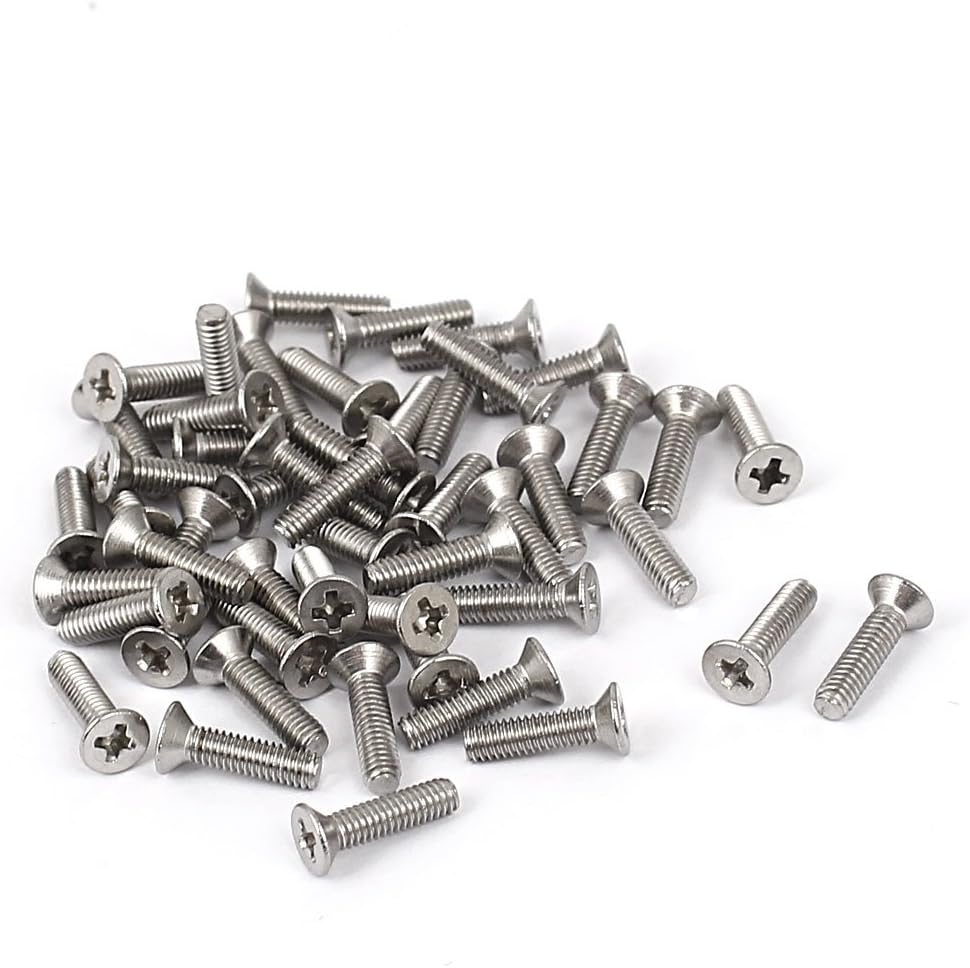 M2.5-0.45 x 10mm Fine Thread Phillips Flat Countersunk Head Machine Screws 50pcs