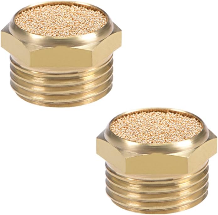 1/2 PT Sintered Bronze Exhaust Muffler with Brass Body Flat 2pcs