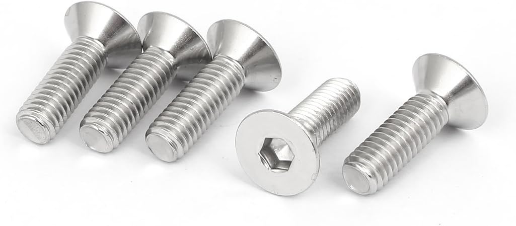 M6x20mm 316 Stainless Steel Countersunk Flat Head Hex Socket Cap Screw Bolt 5pcs