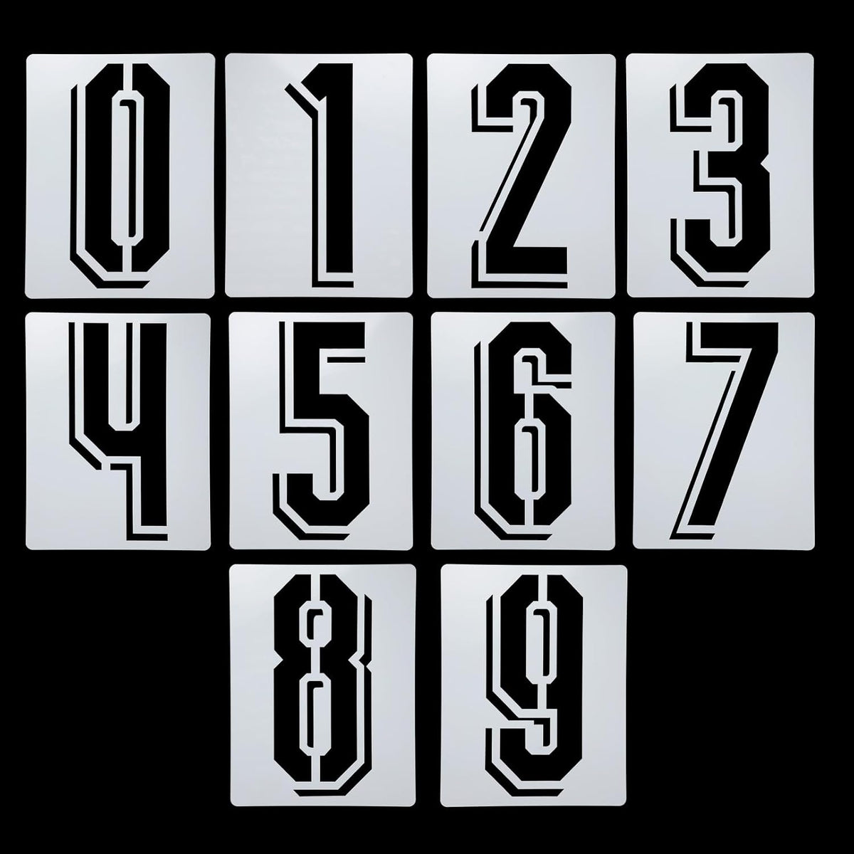 8 Inch Large Number Stencils Set, 0-9 Plastic Address Number Stencil Templates Reusable Digital Painting Templates for Cake Stencil Address Number Painting, Style C