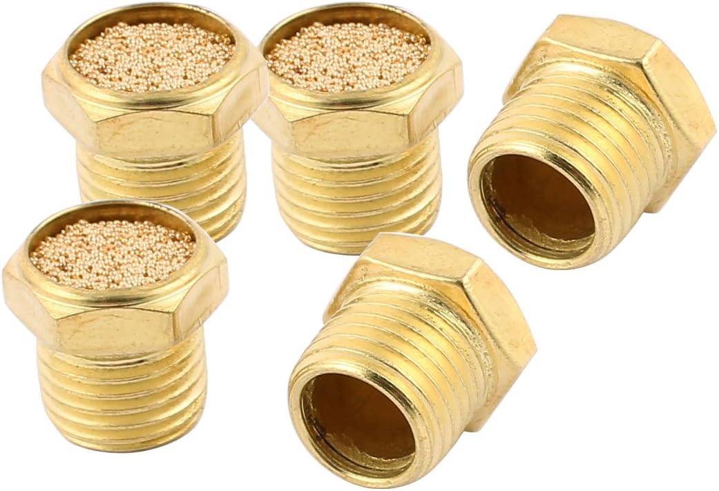 1/4BSP Male Thread Brass Air Pneumatic Noise Silencer Exhaust Muffler 5Pcs