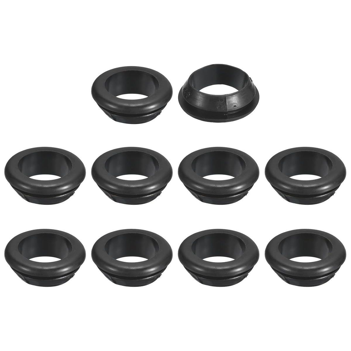 20 Pcs Rubber Grommets, 18mm ID 22mm Drill Hole Double Sided Hollow Firewall Hole Plugs Round Electrical Wiring Gasket, Black