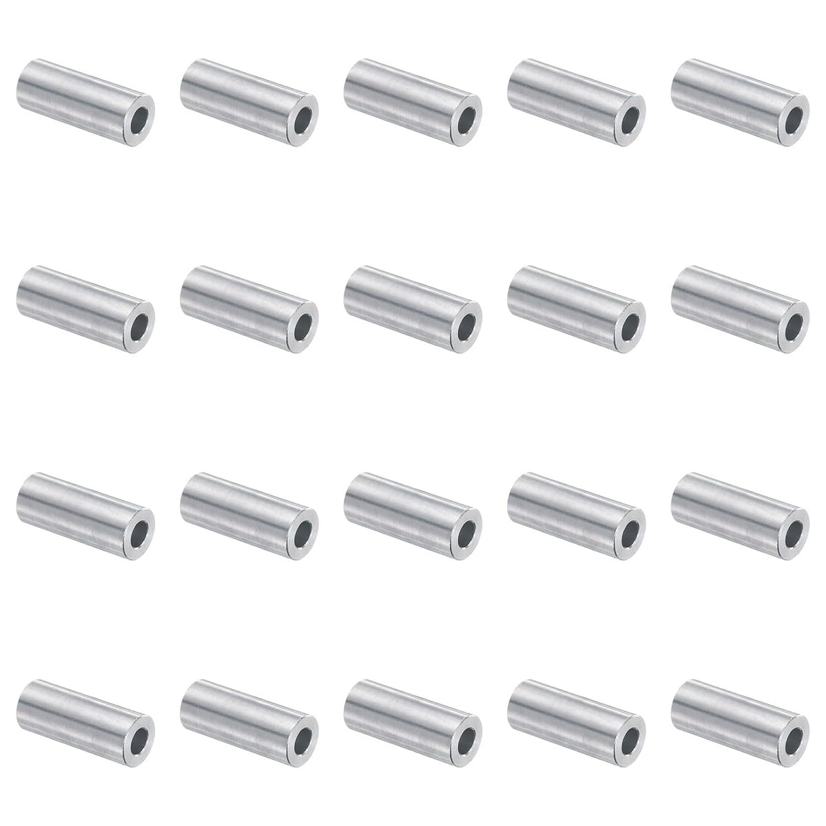 20pcs Aluminum Spacer 5mm Bore x 10mm OD x 25mm Length Screw Standoff Bushing Plain Finish Round Metal Spacer for M5 Screws Bolts and Rods