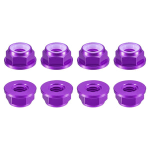 8Pcs Hex Self Lock Nuts, M6x1mm CNC Aluminum Flanged Nylon Insert Nuts, Anodizing Flange Locknut for Fasteners, Purple