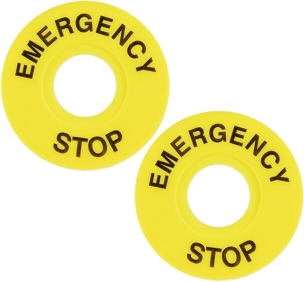 2 Pcs 22mm Inner Diameter Emergency Stop Sign For Push Button Switch Replacement