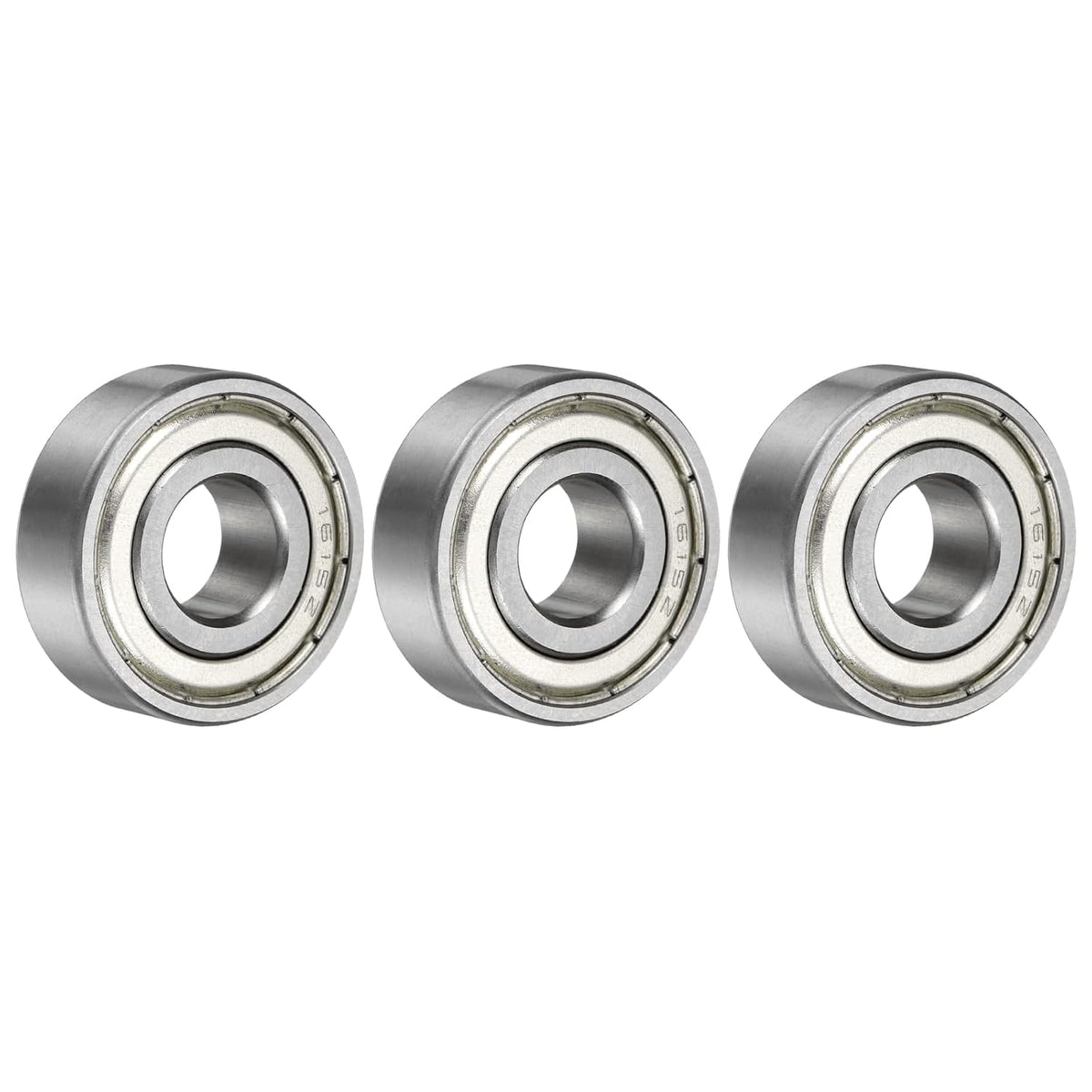 3 Pcs 1615ZZ Deep Groove Ball Bearing 7/16" x 1-1/8" x 3/8" Double Metal Sealed, Chrome Steel Bearings