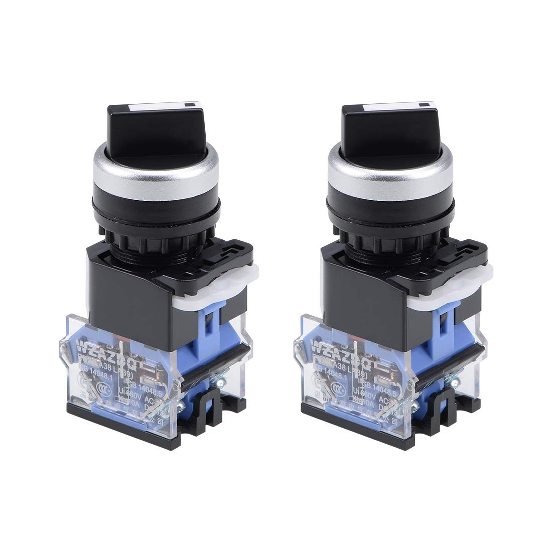 Rotary Selector Switch 2 Positions 2NC Self-Lock Latching AC 660V 10A 22mm Panel Mount Set of 2