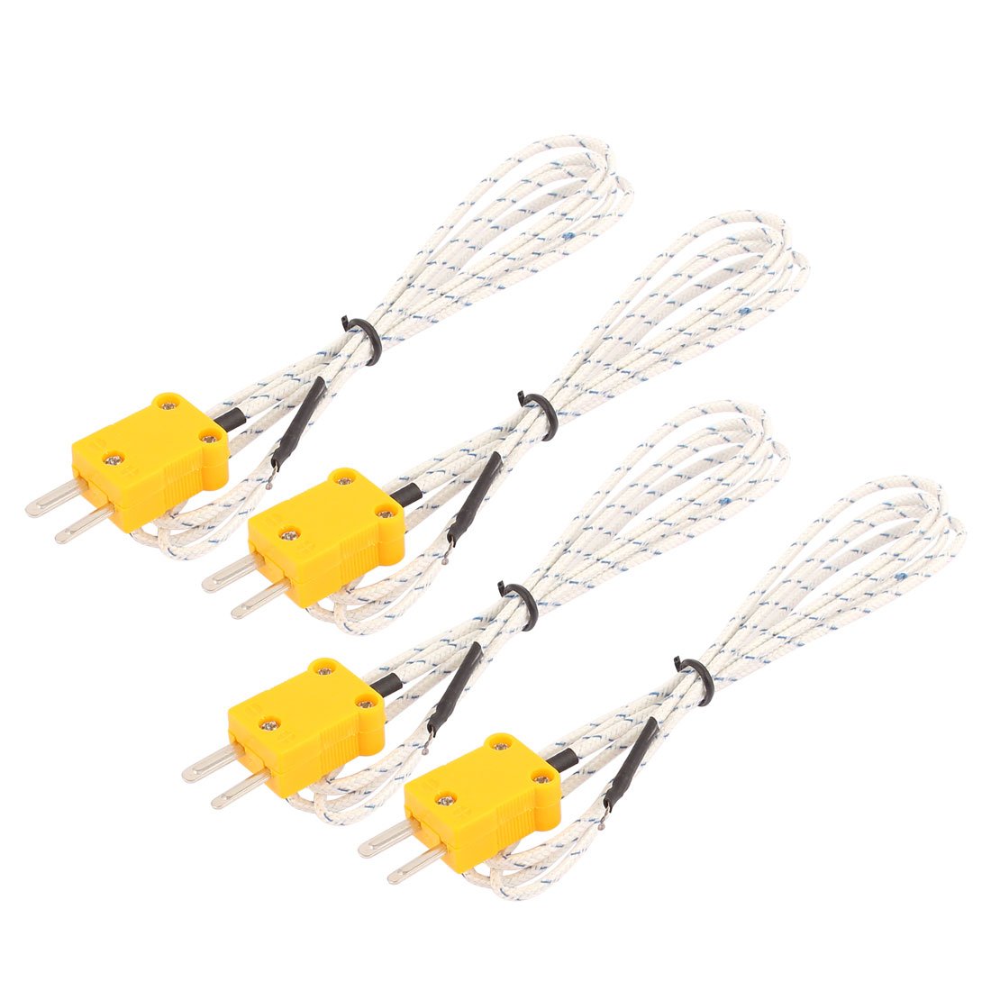 3.3Ft K Type Yellow Plug 50-200 Celsius Temperature Thermocouple Wire 4 Pcs
