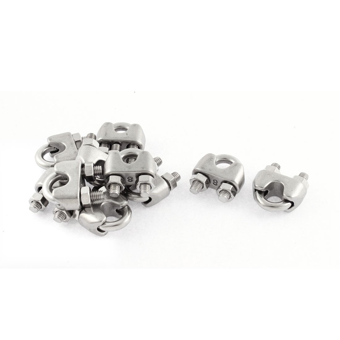 a15072400ux1360 8mm 5/16 Inch Stainless Steel Wire Rope Cable Clamp Clips 10pcs (Pack of 10)
