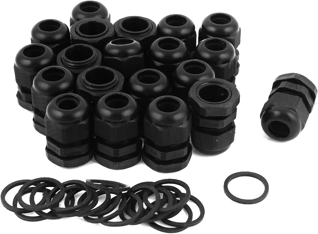 20 Pcs PG13.5 Plastic 6-12mm Dia Waterproof Cable Gland Connector