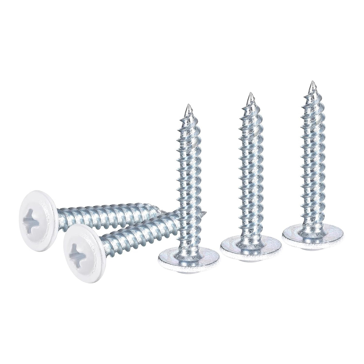 50Pcs #8x1 Phillips Head Self Tapping Screws, Carbon Steel Flat Head High Strength Quick Tapping Screws Wood Screw for Wood, Metal, Plastic, White
