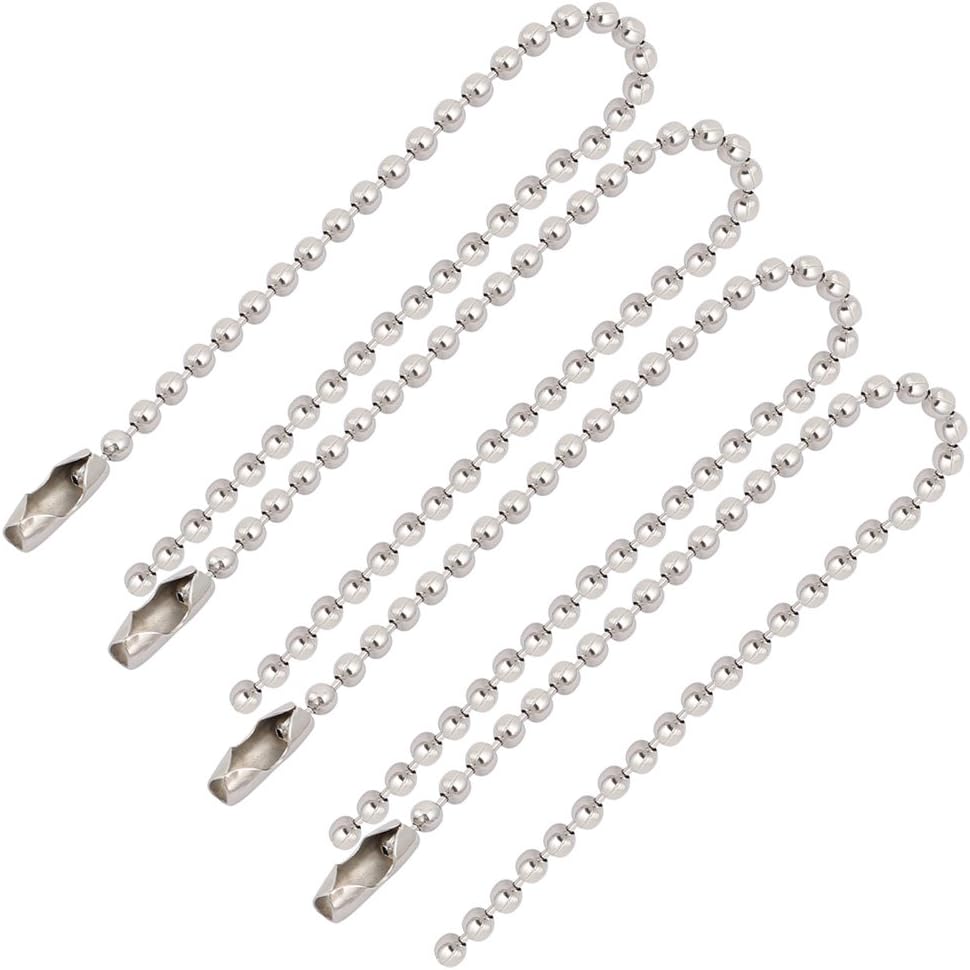Stainless Steel Bead Ball Chain Keychain 2.4mm by 6 Inches 4pcs