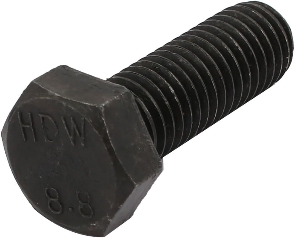 8.8 Grade M12x35mm Full Threaded Left Hand Thread Hex Head Bolt Black