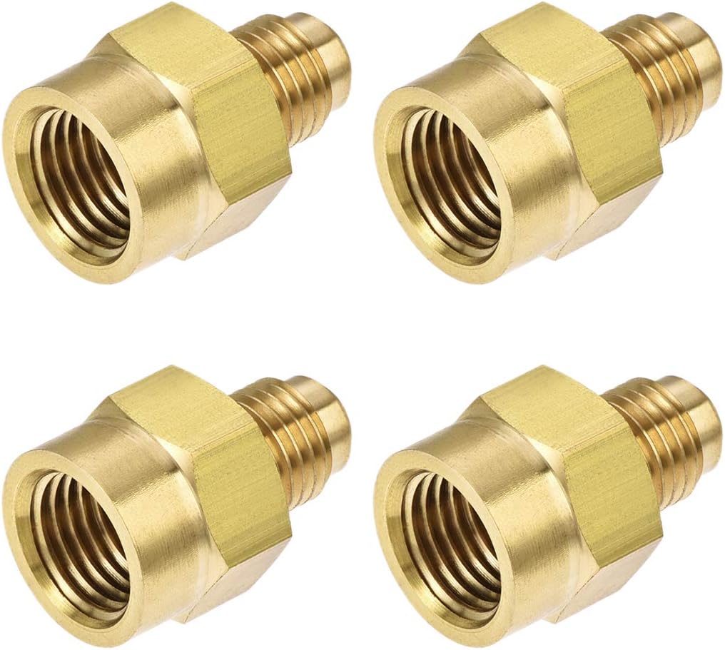 Brass Pipe fitting, 1/4 SAE Flare Male to 1/4NPT Female Thread, Tubing Adapter Hose Connector, for Air Conditioner Refrigeration, 4Pcs