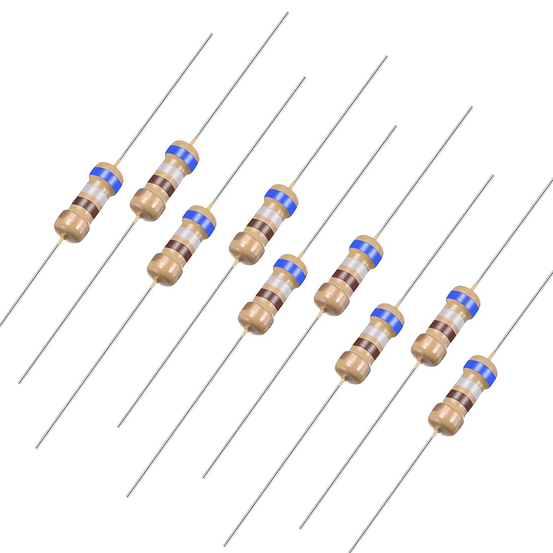 100Pcs 680 Ohm Resistor, 1/4W 5% Tolerance Carbon Film Resistors, 4 Bands for DIY Electronic Projects and Experiments