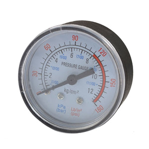 0-180 Psi 0-12 Bar Black Plastic Shell Air Pressure Dial Gauge