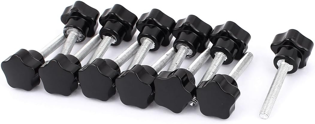 a15122400ux0117 12 Pcs M6x60 Male Thread Star Shaped Head Clamping Screw On Knob Grip,