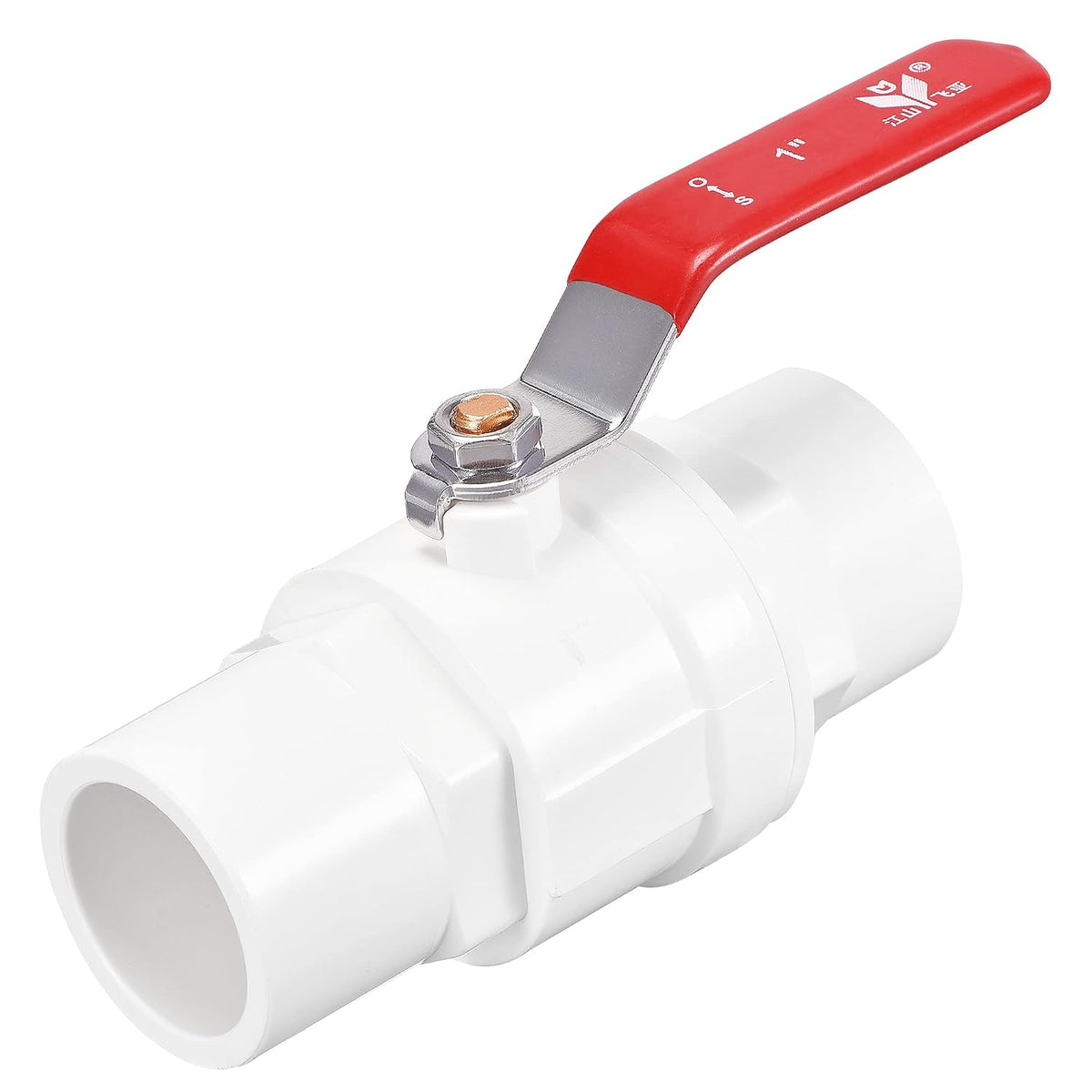 Ball Valve, 32mm ID PVC Socket End Shut off Valve for Aquarium Setup, Sump Pump, Pool, Garden Sprinkler White Red