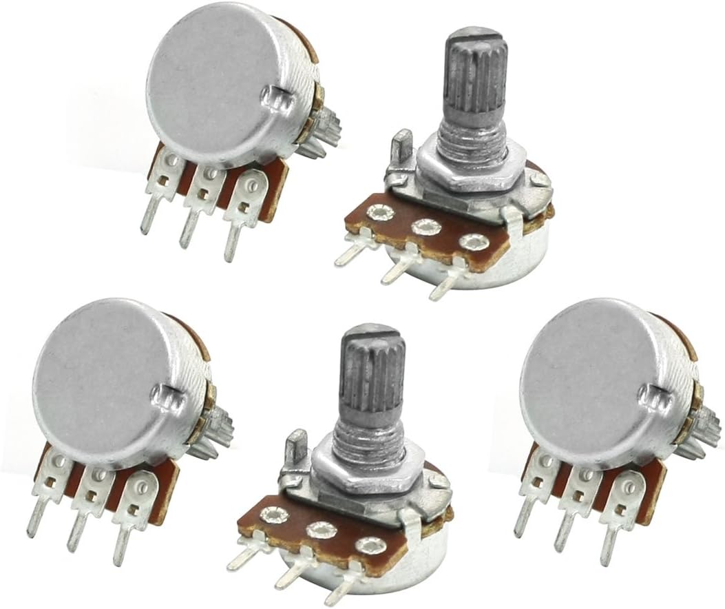 5pcs 6mm Shaft 3 Pin Pots Single Turn Adjustment Potentiometer 500Kohm