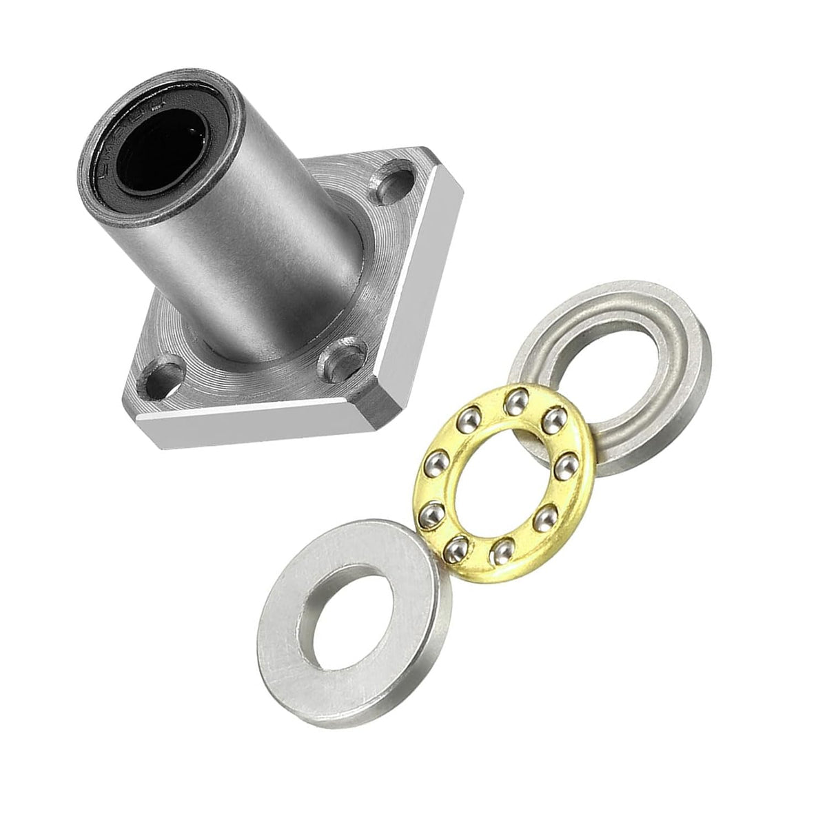 F5-10M Miniature Thrust Ball Bearings 5x10x4mm Chrome Steel 4pcs, LMK8UU Square Flange Linear Ball Bearings 8mm Bore Dia 15mm OD 2pcs