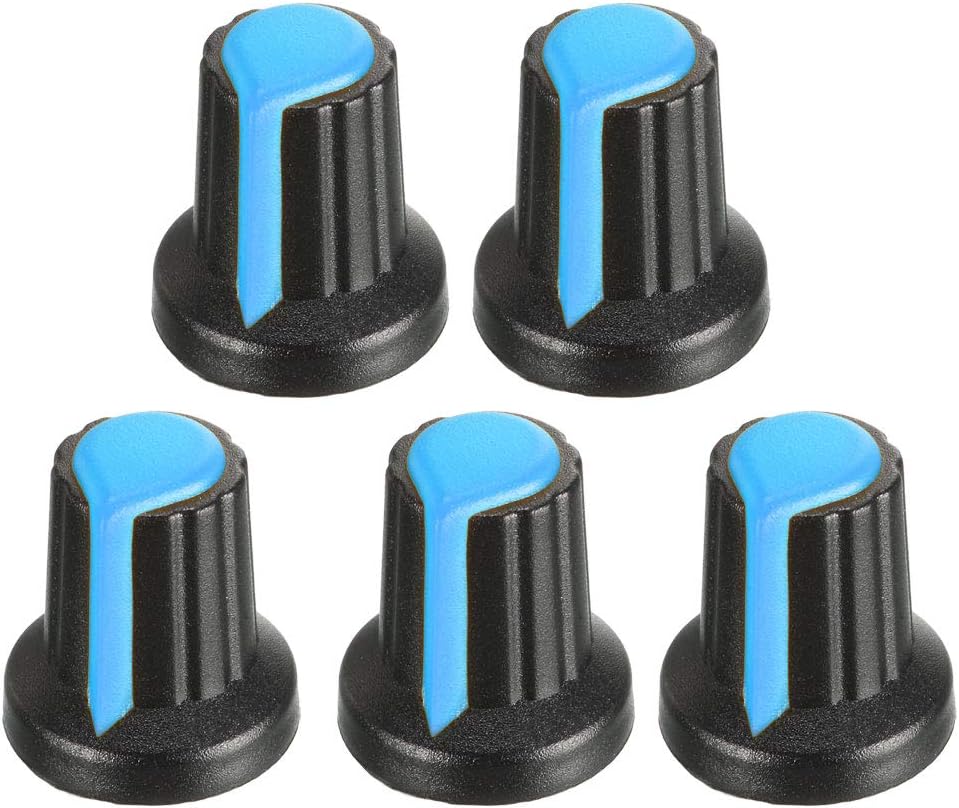 5Pcs 17x16mm Plastic Potentiometer Rotary Knob Blue,for 6mm Diameter Shaft Guitar Volume Knob.