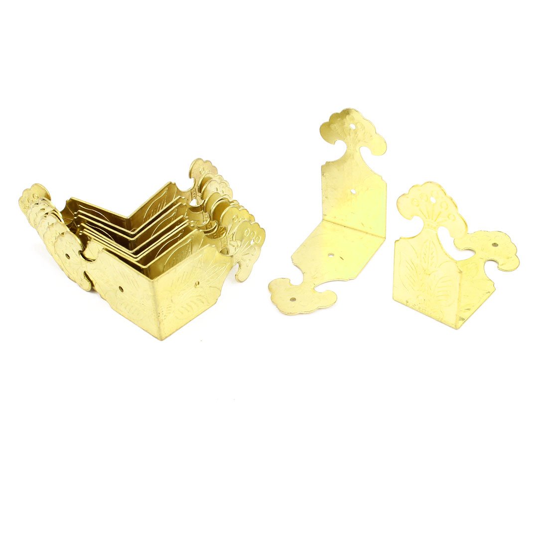 a14081900ux0656 Corner Braces Angle Brackets 45mm x 22mm x 45mm 10 Pcs Brass Tone, Metal