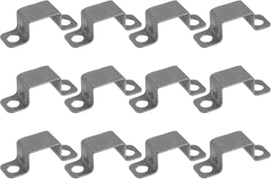 12Pcs 33x24 mm U Shaped Connector Bracket, Square Tube Strap Clamp Galvanized Steel Pipe Clamp Wood Deck Fence Post Tie for Water Pipes Stairs Railing Installation, Silver