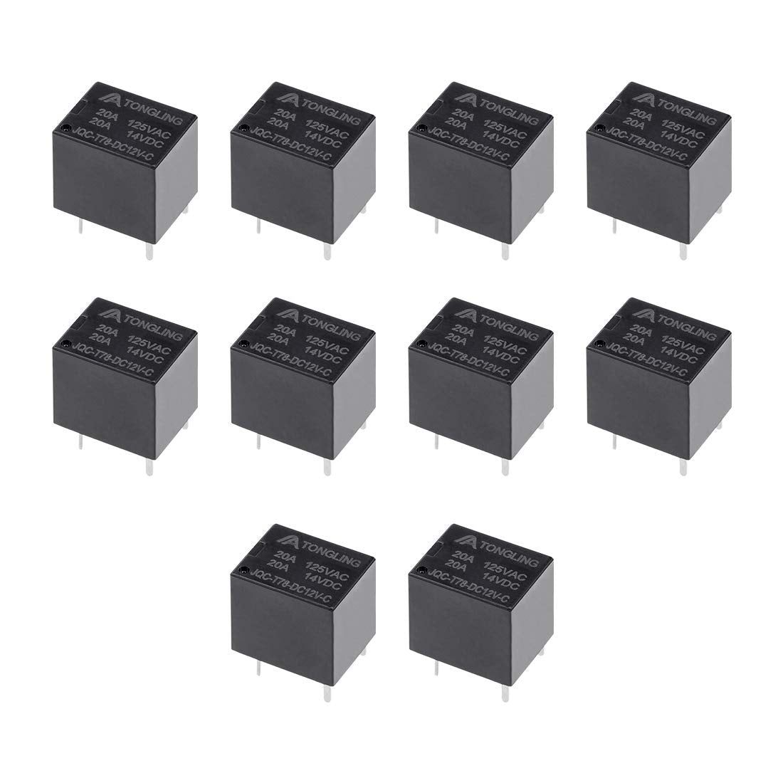 JQC-T78-DC12V-C DC 12V Coil SPDT 5P PCB Electromagnetic Power Relay Black 10 Pcs
