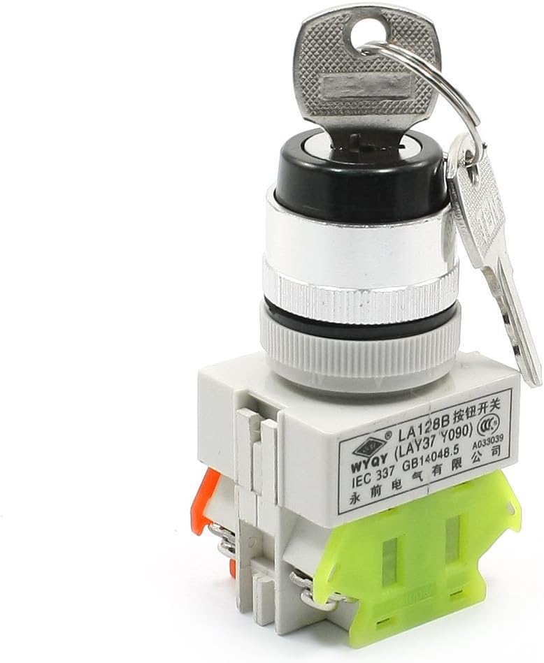 Panel Mount Locking 2 Position NO+NC DPST Rotary Switch 10A 660V w 2 Key