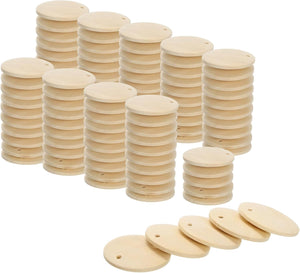 Round Wooden Discs, 100Pcs 25mm - Log Unfinished Wood Circles with Holes, Wood Ornaments for Crafts, DIY Jewelry Accessories, Birthday Board Tags
