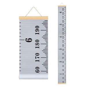 Growth Chart for Wall, 77" x 8" Removable Canvas Height Chart Ruler, Hanging Measurement Ruler for Bedroom Playroom Wall Decor (Gray, Classic Style)