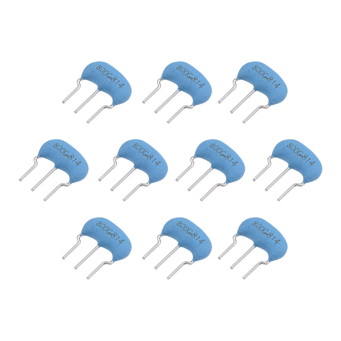 Ceramic Resonator Crystal Oscillator 8MHz 15pF 3 Pin DIP Curved, Blue 10 Pieces
