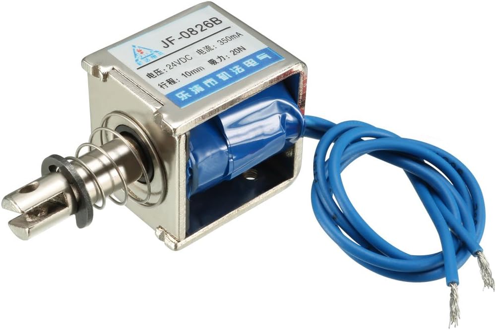 DC 24V 20N 10mm Stroke Pull Push Type Solenoid Electromagnet Open Frame Type Linear Motion JF-0826B