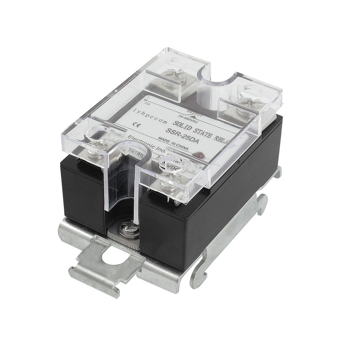 DIN Rail Mount Covered Solid State Relay SSR 25A 3-32V DC 24-480V AC