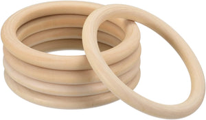 5Pcs 100mm(4-inch) Natural Wood Rings, 10mm Thick Smooth Unfinished Wooden Circles for DIY Crafting, Knitting, Macrame, Pendant