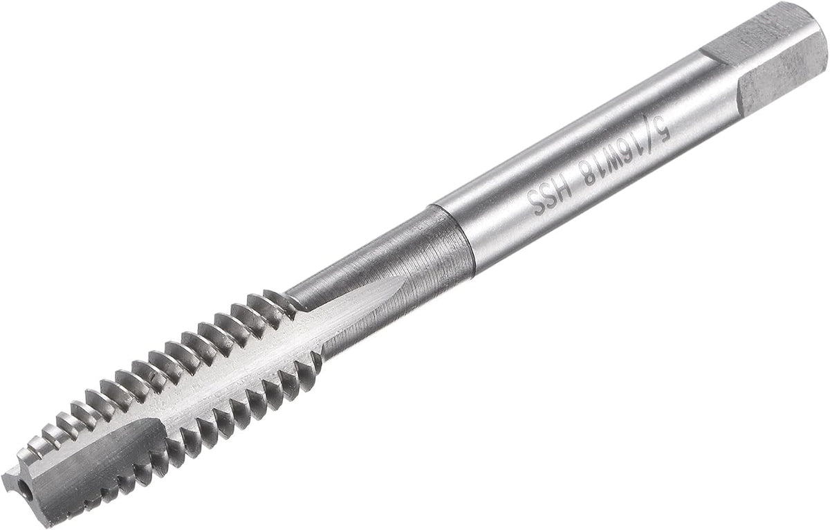 Spiral Point Threading Tap 5/16-18 BSW, HSS (High Speed Steel) Machine Thread Screw Tap 3 Straight Flutes Uncoated Tapping Tool H2 Tolerance