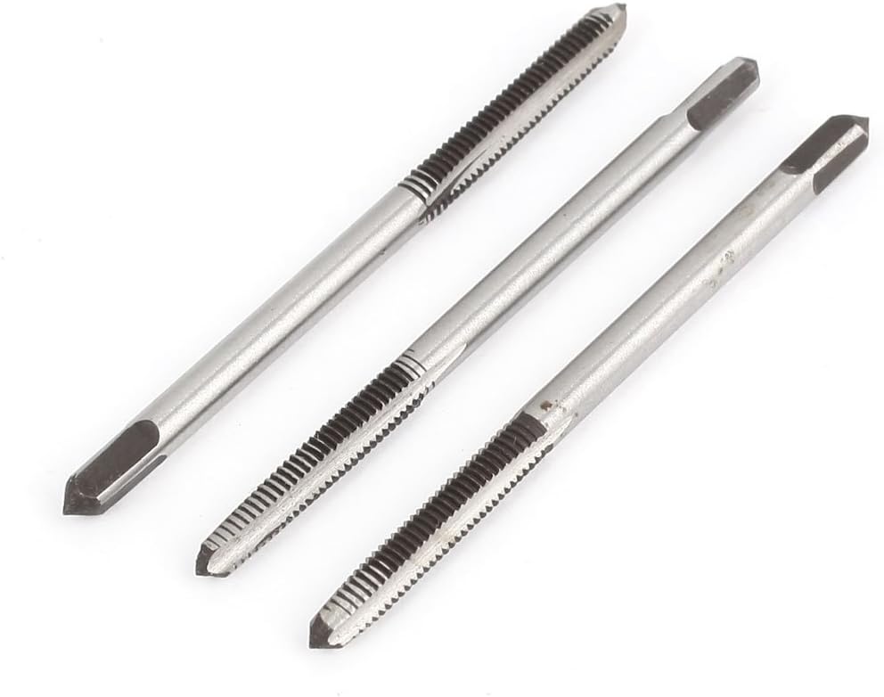 3pcs 3mm Cutting Dia Threaded 3 Flutes Tapper HSS Hand Tap 2.8mm Shank Dia 46mm Length