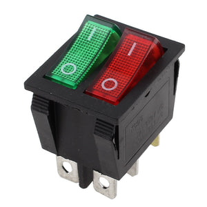 AC 250V/15A 125V/20A Red Green Lamp 6 Pins SPST I/O Rocker Boat Switch