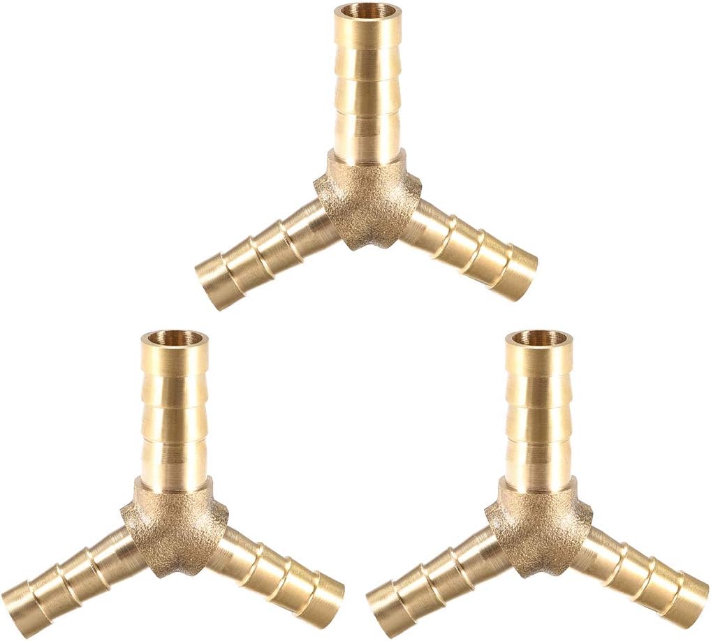 Tee Brass Barb Fitting Reducer Y Shape 3 Way Fit Hose ID 8x6x6mm 3pcs