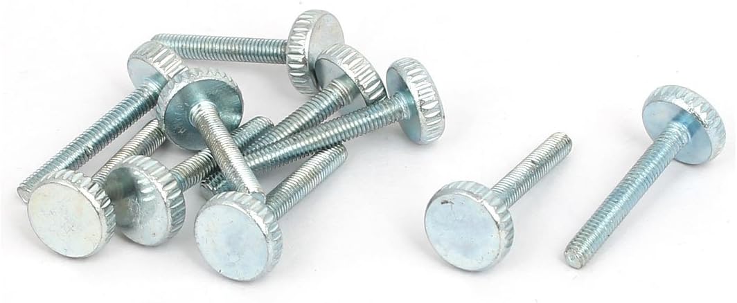 M3x20mm Knurled Head Flat Point Fully Threaded Thumb Screws Fastener 10pcs