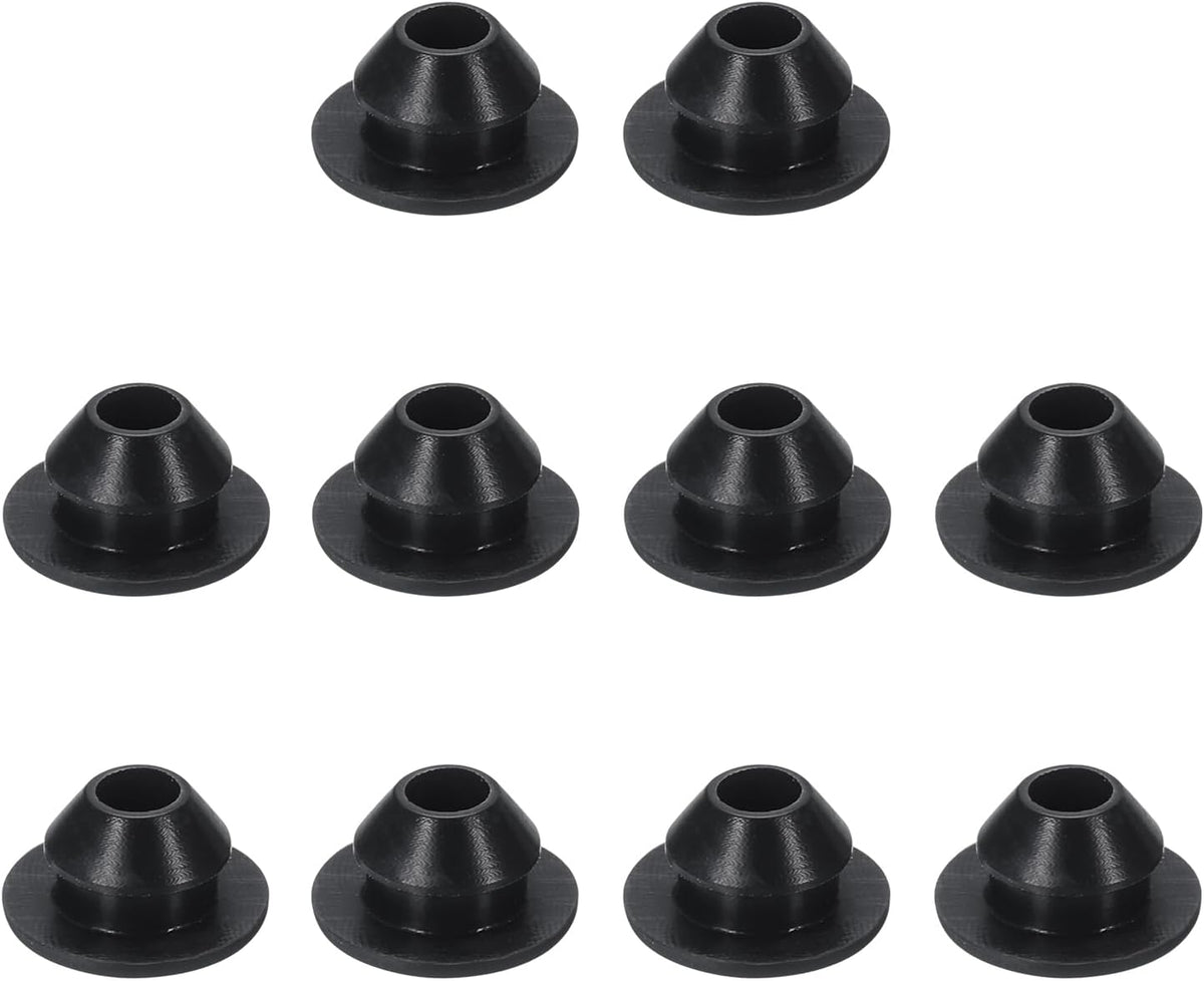 10pcs Hole Plug 1/4 Inch (7mm) Button Plugs Fit for 6mm Hole, Snap in Locking Hole Tube Plug Silicone Tube Waterproof Plug Tube Plug, Black